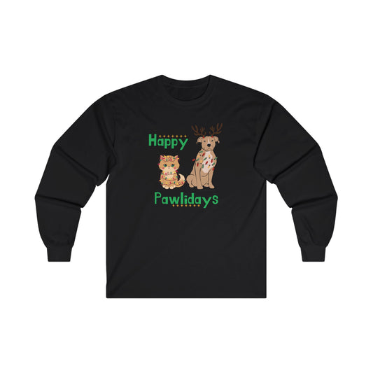 Happy Pawlidays Cat/Dog -Unisex Ultra Cotton Long Sleeve Tee